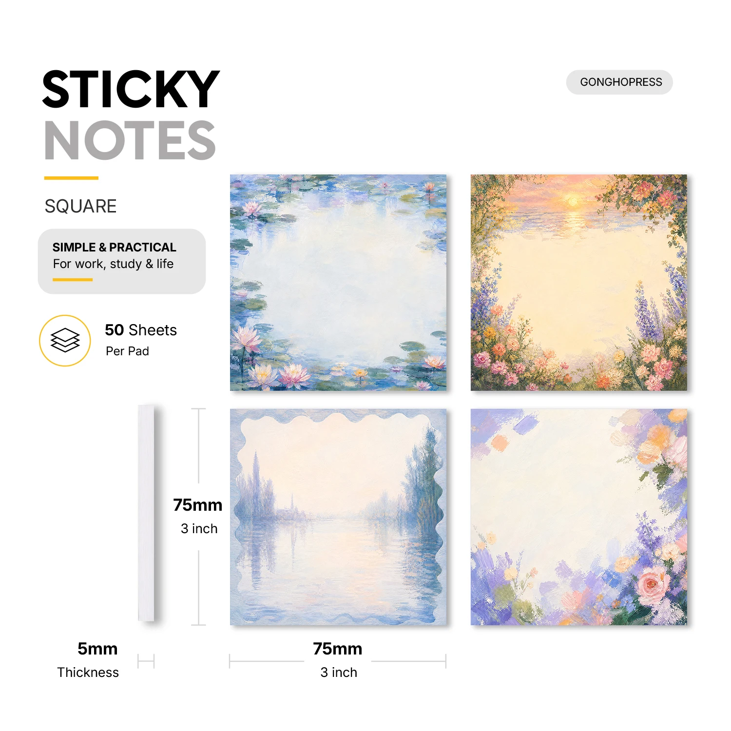 4pcs Impressionist Floral Stic - Total Stationery & Office Supply ulasan dan harga