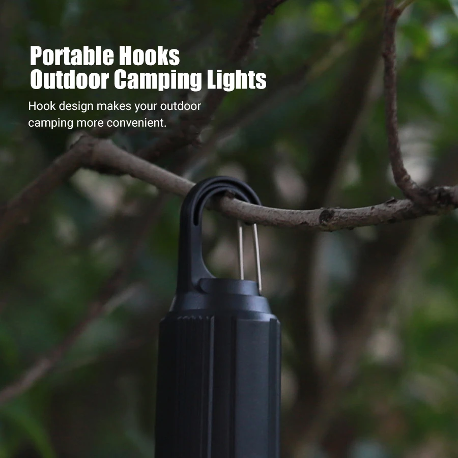 LED Camping Lamp Hook 400mAh Hanging Tent Lights Waterproof Type C Charging Camping Lantern Hiking Sports Entertainment Lantern