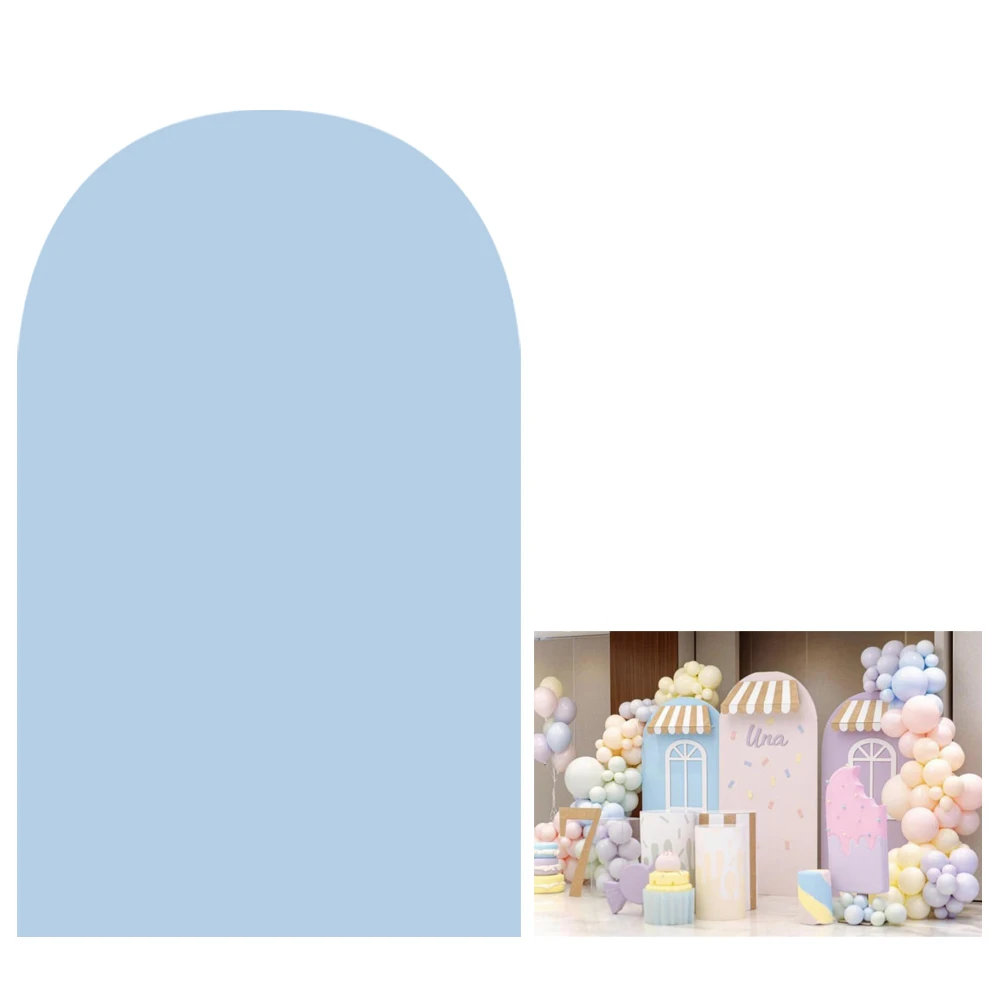 

Baby Blue Arched Fabric Backdrop Covers for Baby Shower Ice Cream Theme Arch Stand Cover Birthday Parties Decorations Props