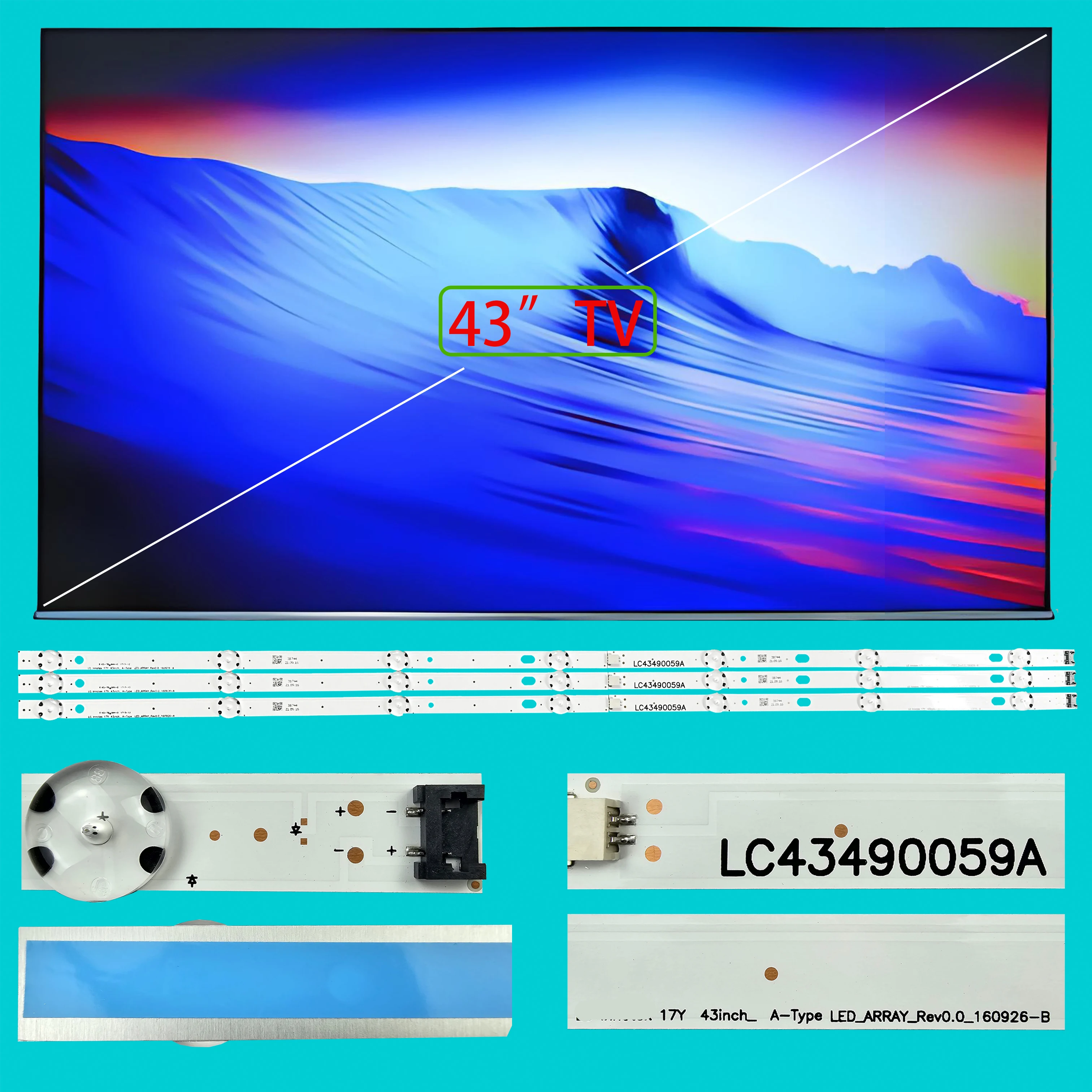 Striscia di retroilluminazione a LED per 43LJ515V 43LJ5150 43LJ541V 43LJ5500 43LJ550T 43LJ550V 43LJ5550 43UN71003LB 43UN71006LB 43UK6400PLA