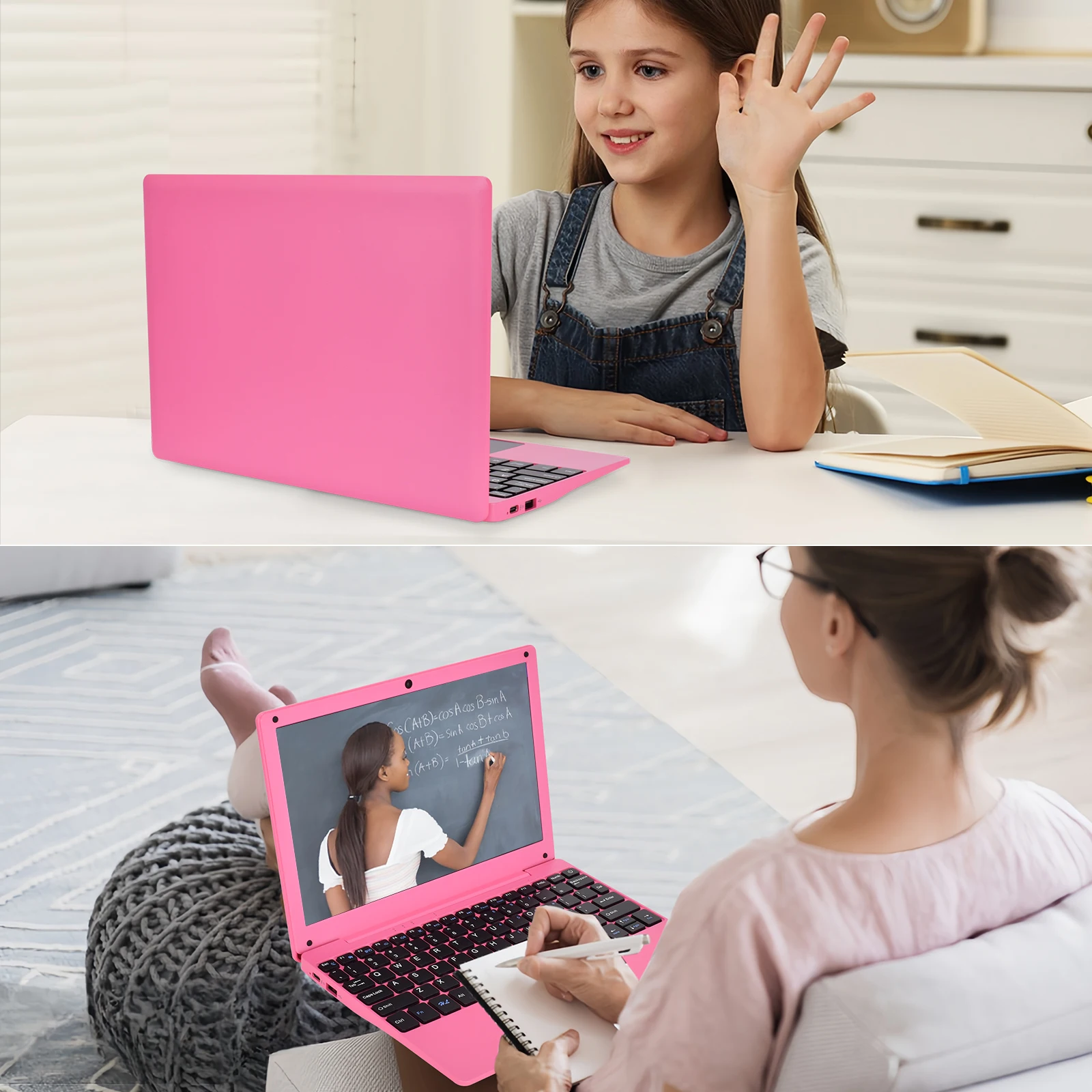 Mini laptop barato de 10,1 polegadas Android 12, 2 GB + 64 GB 5000 mAh Bateria, computador portátil leve para estudo de trabalho, tela HD, WiFi