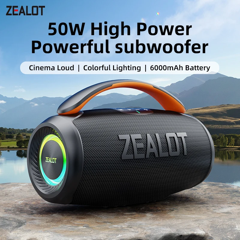 

Zealot-P11 Original 50W Portable Bluetooth Speaker with IPX6 Waterproof, Comfortable handle,Subwoofer boombox for birthday
