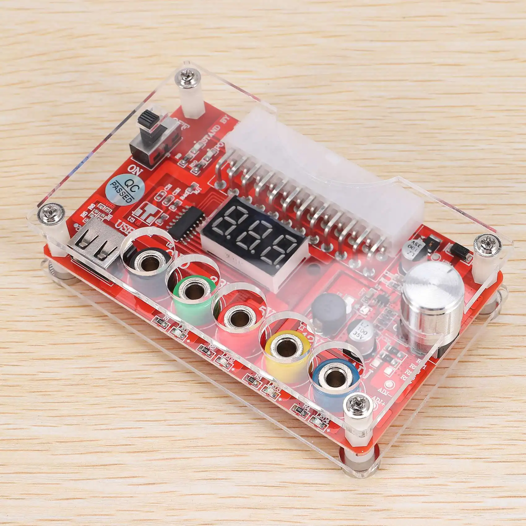 AD41-24 Pin ATX Power Supply Breakout Board dan Akrilik Case Kit Modul Adaptor Konektor Daya Mendukung 3.3V/5V/12V