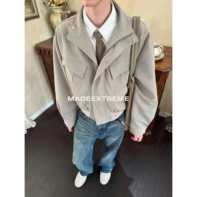 

EME Autumn Stand Collar Commuter Jacket Retro Commuter Casual Loose Niche High-end Long Sleeve Coat Top