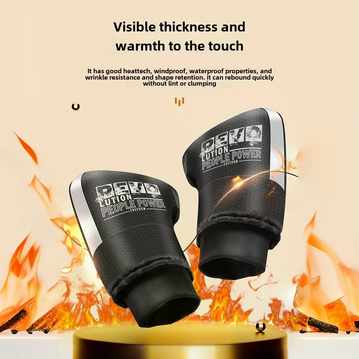 1 Pair Motorcycle Thick Warm Handlebar Waterproof Muff Grip Handle Bar Muff Riding Winter Warmer Thermal Protective Cover Glove