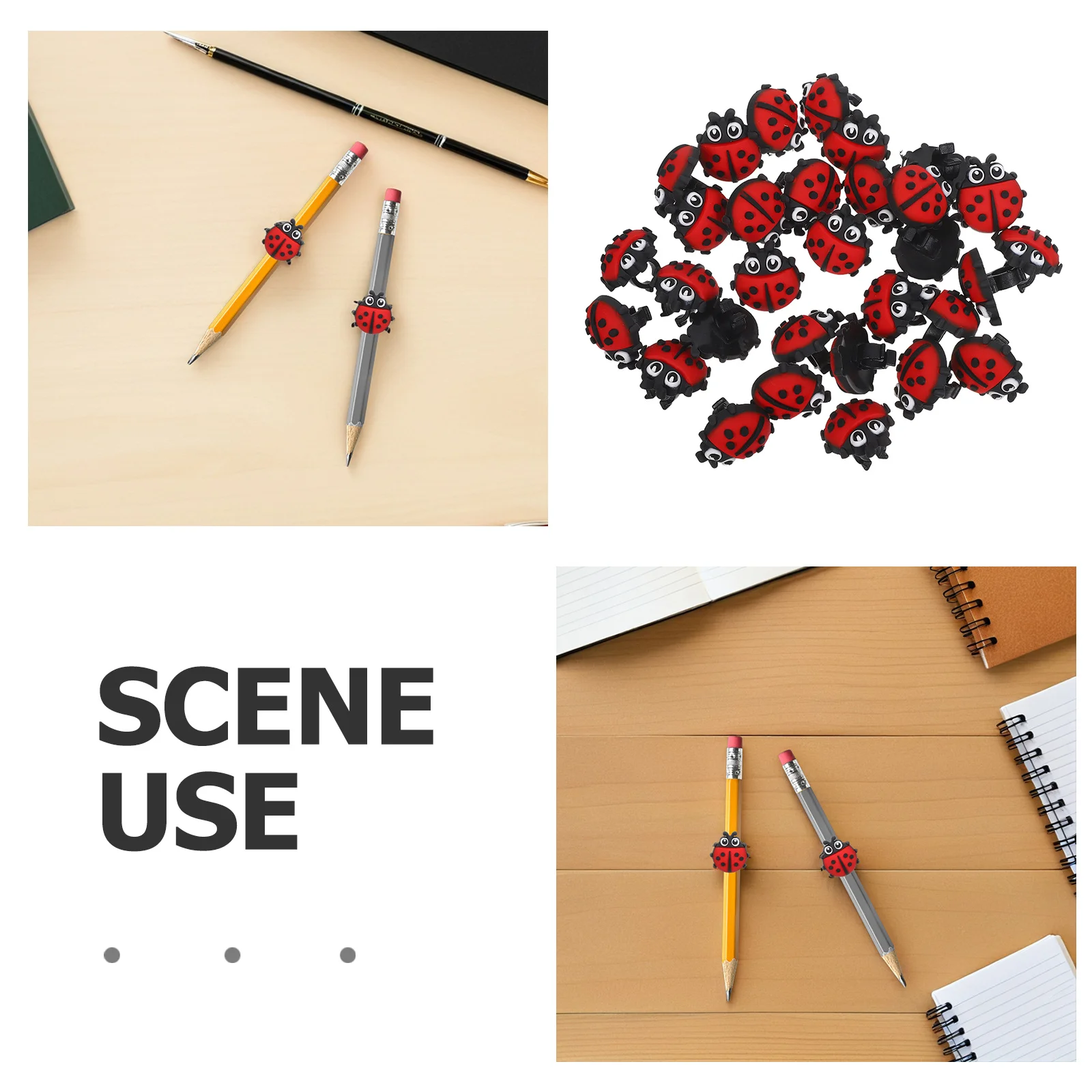 30 قطعة مقاطع قلم رصاص على شكل خنفساء لينة بولي كلوريد الفينيل للإزالة قلم رصاص سحر الاطفال الفصول الدراسية لوازم المكافآت الديكور القلم مشبك سحر #3