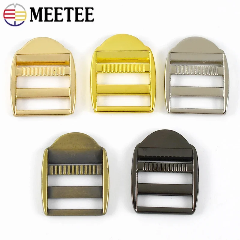 2/4Pcs Meetee 20/25/31/38mm Metal Buckle Tri-Glide Slider Ring Backpack Adjust Clasp Bag Strap Belt Hook Buckles DIY Accessories