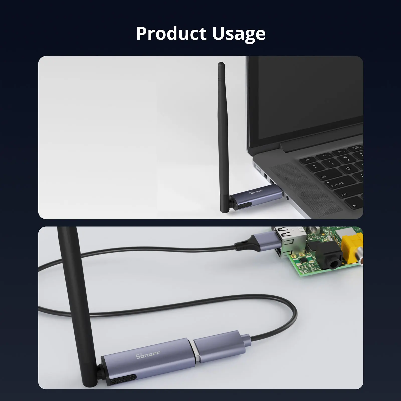 SONOFF Dongle Plus MG24 Zigbee Filettatura USB Dongle EFR32MG24 Nuovo chip potente Max 4.5dBi Antenna ad alto guadagno in alluminio Zigbee2MQTT