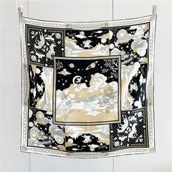 Silk Twill Scarf Women Hand Rolled Edges Scarfs Herm Rolling Shawls 90 Bandannas Tops Accessories Luxury Shawl Wrap 90cm