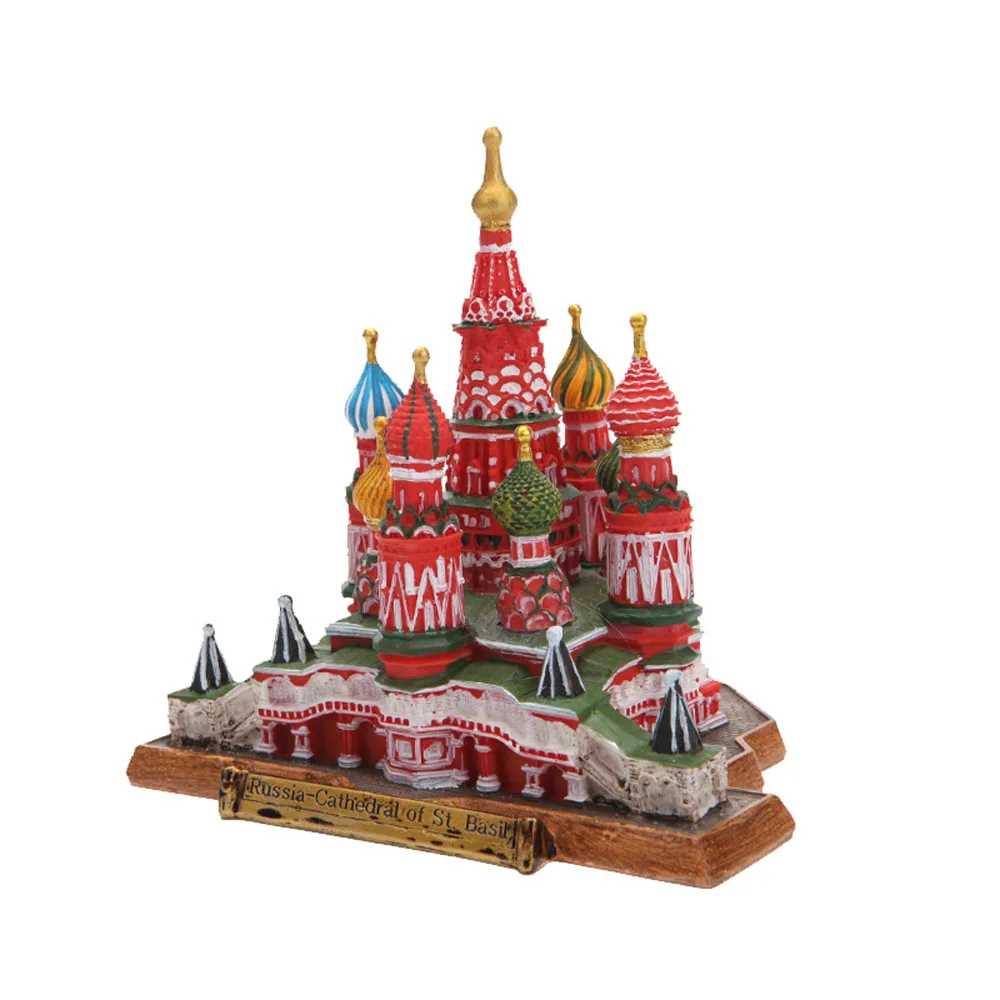 World Famous Building Landscape Russian Federation Moscow Saint Basil's Cathedral Bookcase Decoration Crafts Decor Statue