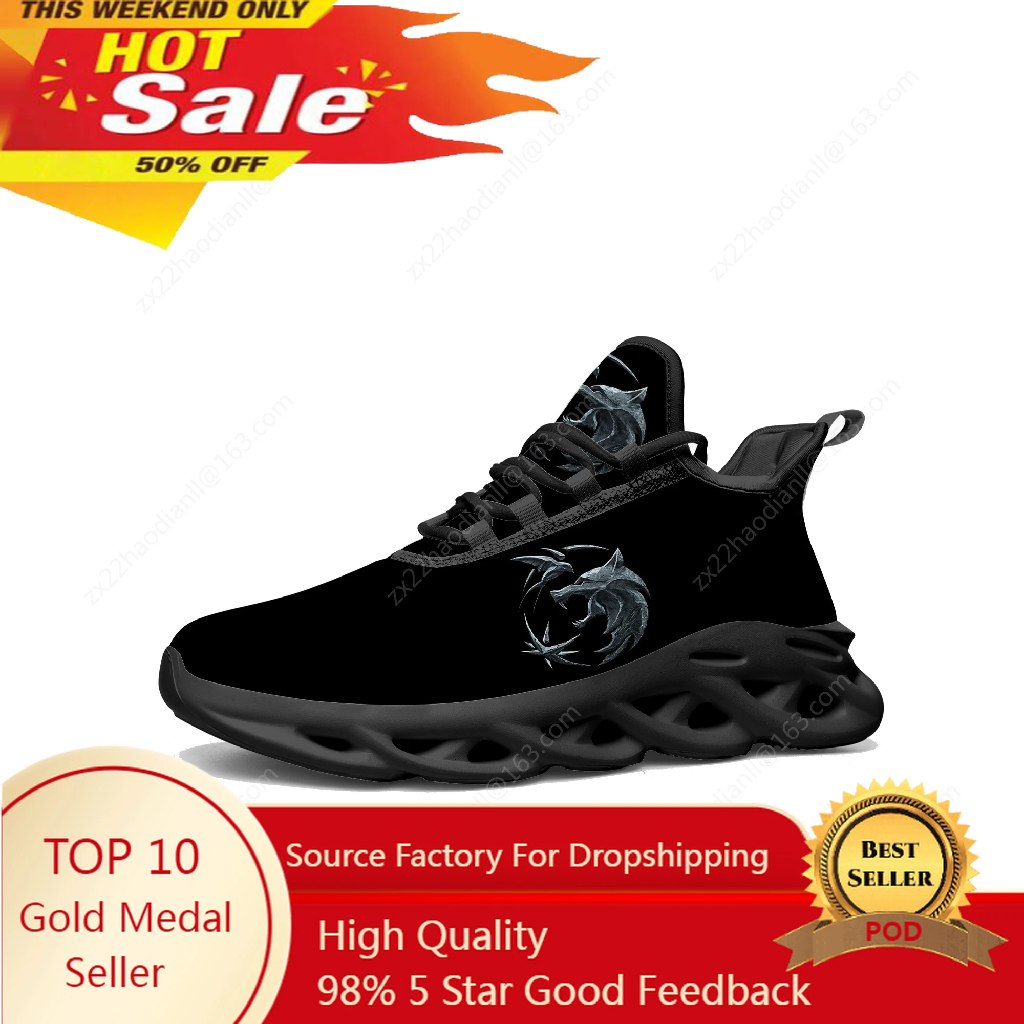 

The-Witcher Flats Sneakers Mens Womens Sports Running Shoes High Quality Symbol Wolf Sneaker Lace Up Mesh Footwear custom Shoe