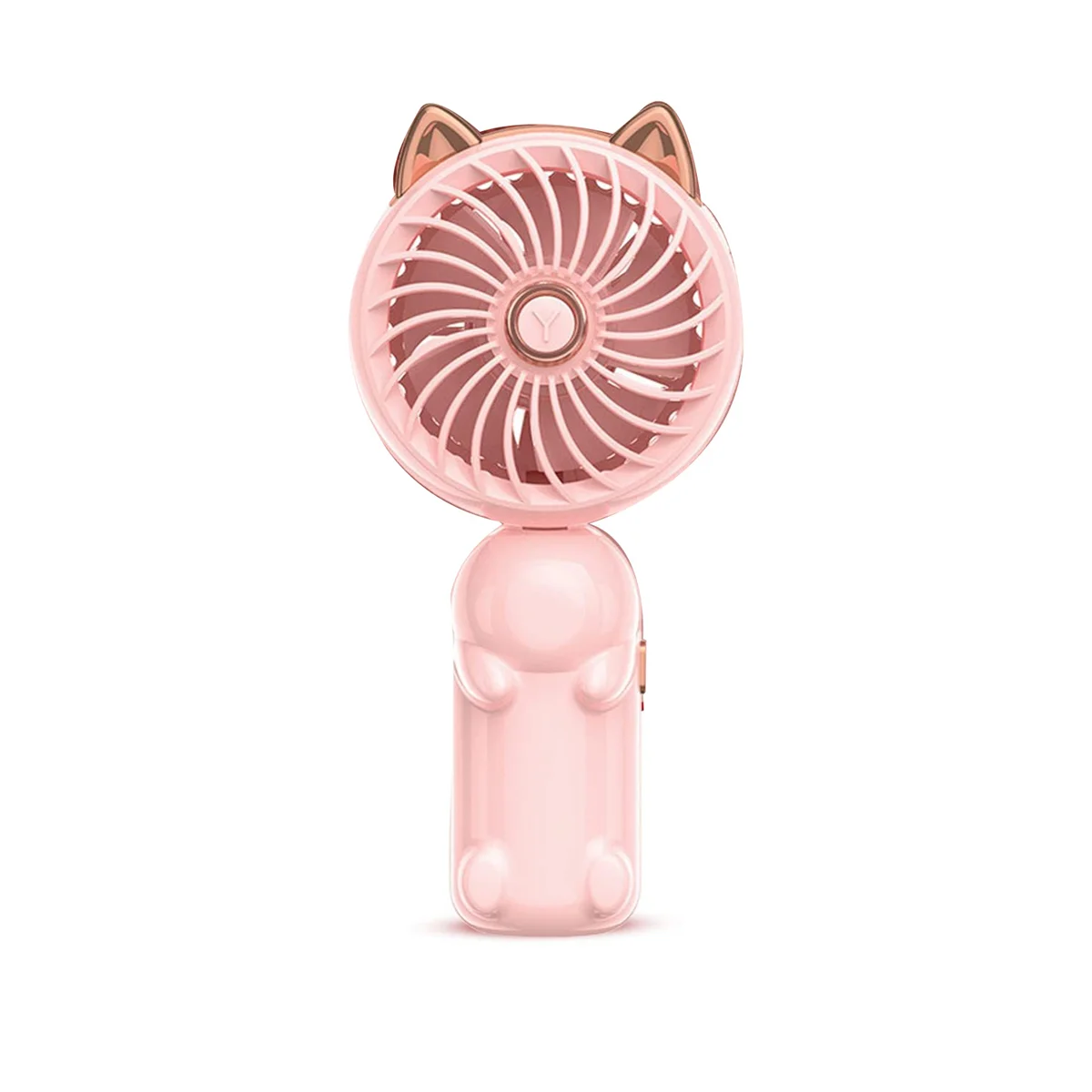 Portable Hand Held Fan with Cat Ears - Mini Fan with USB Rechargeable Battery Foldable Small Fan (Pink)