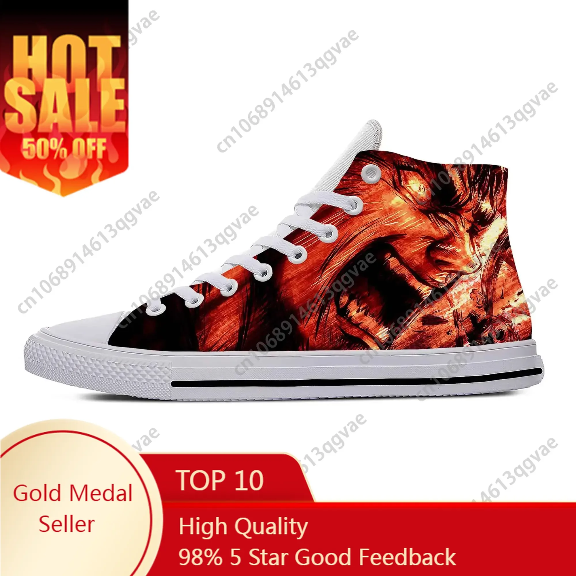 

Anime Manga Berserk Guts Black Swordsman Lightweight Hot Casual Shoes Breathable Men Women Sneakers High Top Summer Board Shoes