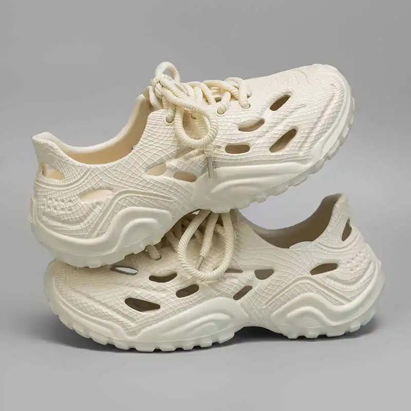 With Holes Synthetic Leather Men's Flip Flops Flip Flops Slippers Beach Clapper Shoes Luxury Brand Sandals Sneakers Sports