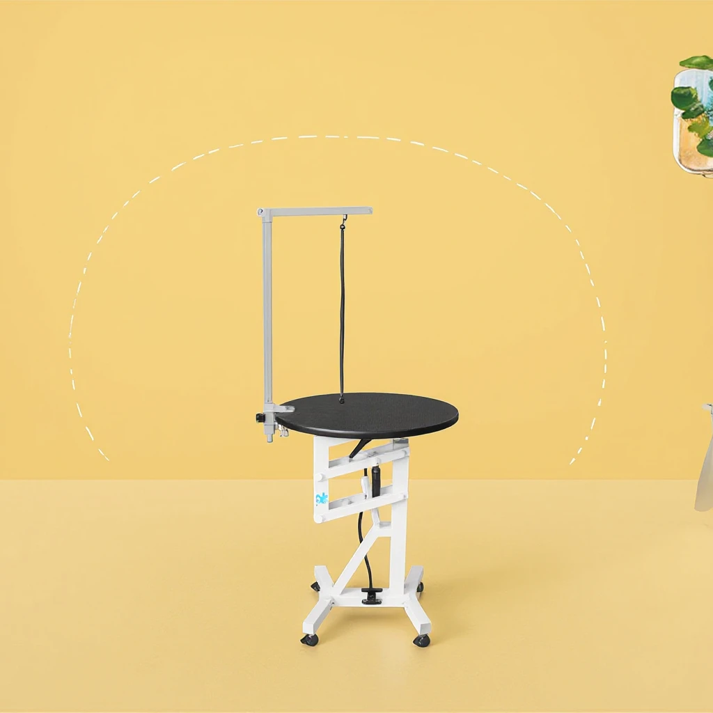 طاولة العناية بالكلاب من الفولاذ المقاوم للصدأ مع رفع هيدروليكي، قاعدة قابلة للتعديل، كبيرة ومتوسطة وصغيرة، سهلة التنظيف