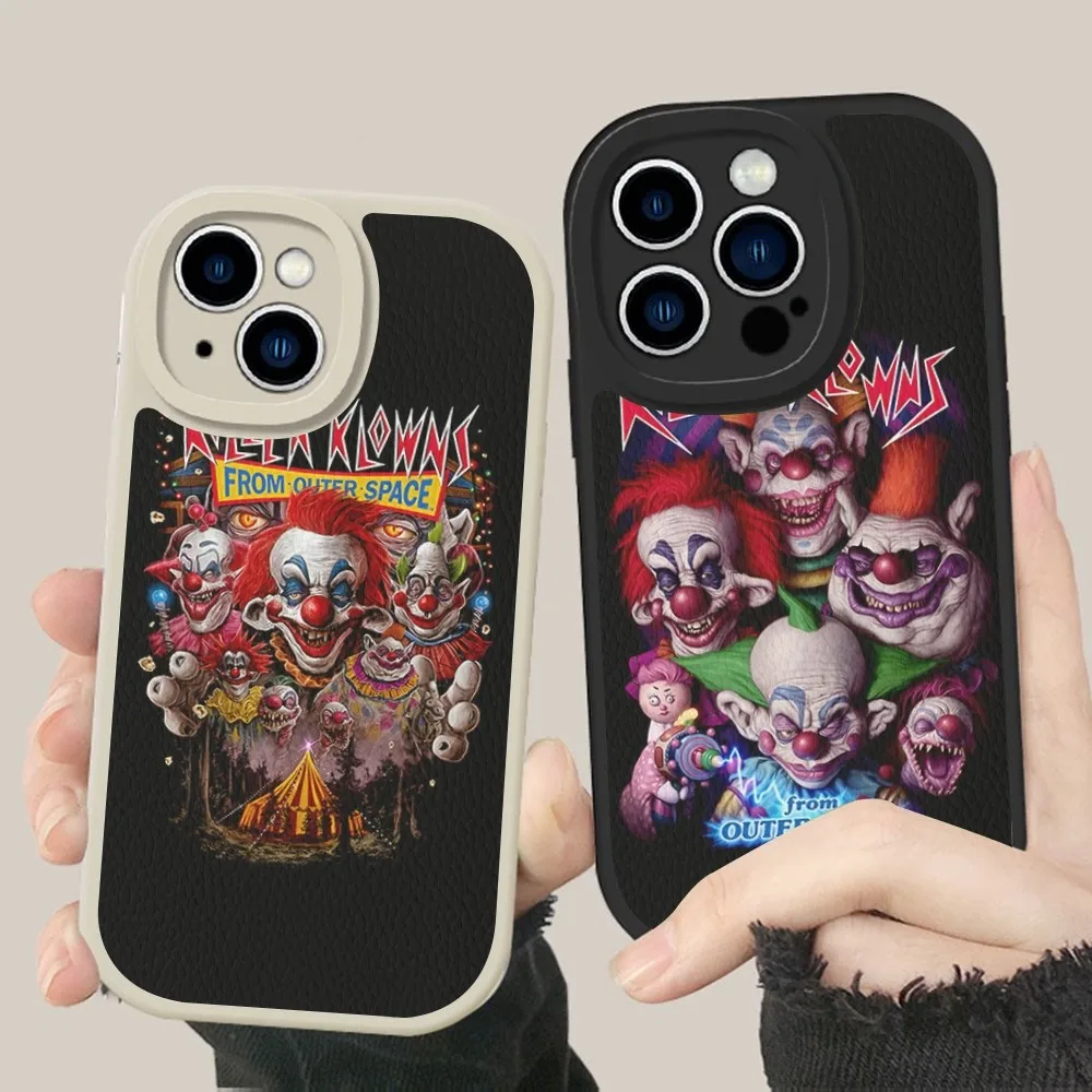 Movie K-Killer Klowns From Outer Space Phone Case Hard Leather For IPhone 16 15 14 13 12 Mini 14 Pro Max Xs X Xr 8 Plus Fundas