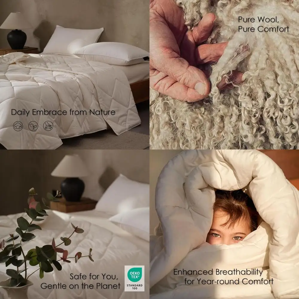 

Queen Size 100% Australian Wool Comforter, 400 GSM, Natural Duvet Insert for Winter Warmth