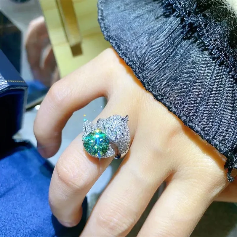 SACE GEMS-Anel Moissanite para Mulheres, S925 Sterling Sliver Plated, Ouro Branco 18k, Noivado de Casamento, Anéis de Joias Finas, 2ct