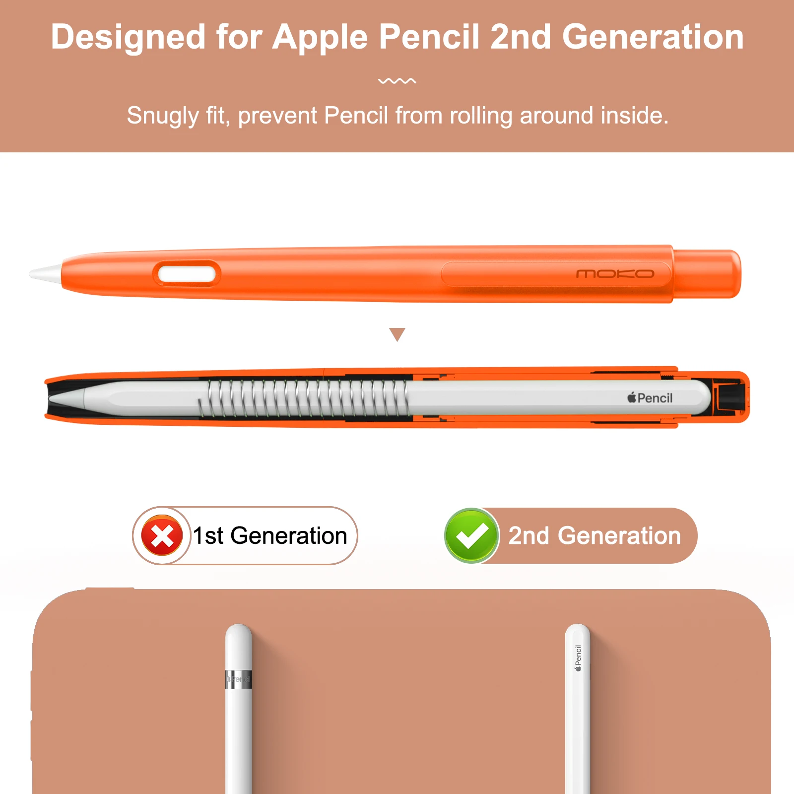 MoKo-Caso Titular para Apple Pencil 2ª Geração, Retrátil Pen Capa Protetora com Estojo Resistente