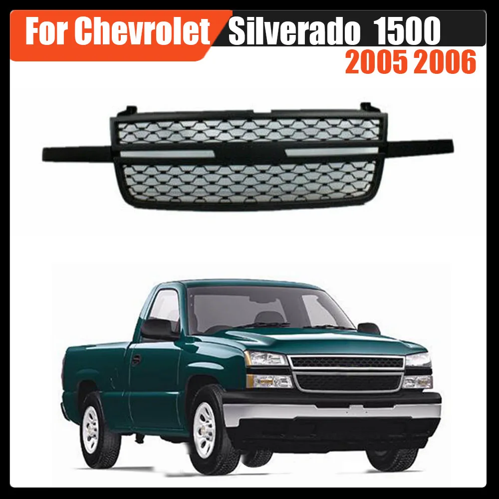 

Trim Mesh Cover Bumper Grill Upper Racing Grills Radiator Grille Car Modification Parts For Chevrolet Silverado 1500 2005 2006