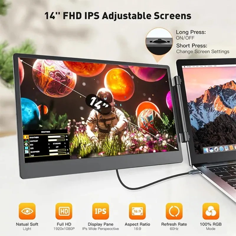

Tablet PC & Laptop LCD Mon itors Multi Display Modes 14 INCH 1080P FHD IPS Screen Mon itor S3 Portable Mon itor Manufacturer