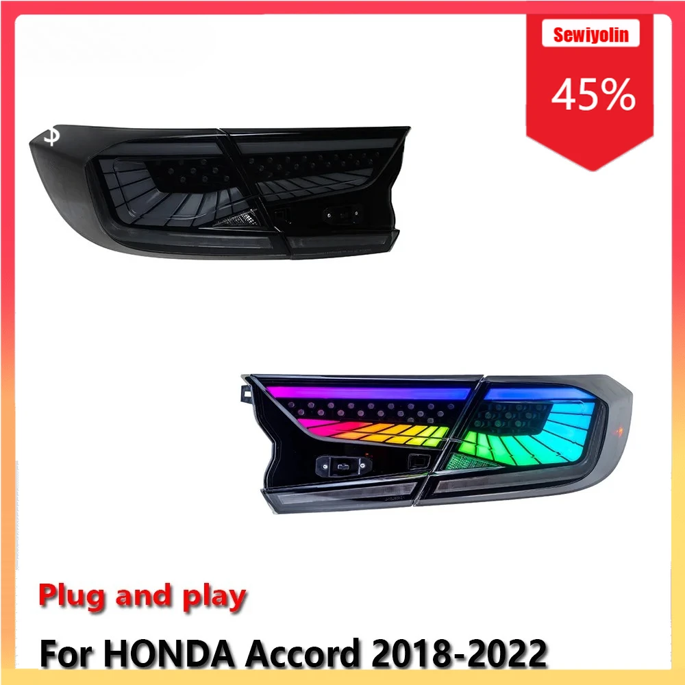 

Car LED Tail Light Automobile Parts For HONDA Accord 2018-2022 RGB 10th Auto Fog DRL Brake Turn Signal Lamp Plug and Play