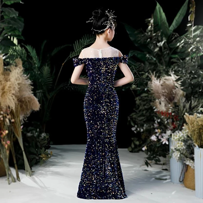 カーニバルマーメイドコスチューム女の子ティーンエレガントなスパンコール子供イブニングボールガウン子供プリンセスドレス誕生日パーティー 12 14 年