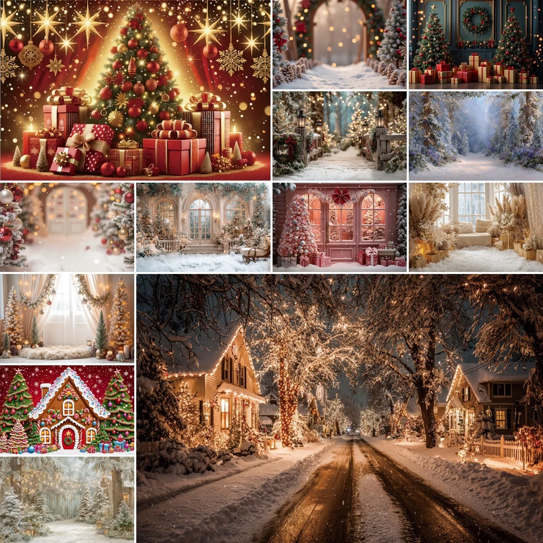 

MOON.QG Christmas Home Decoration Arch Door Town Gifts Background Backdrop Child Photobooth Props Photozone Shooting Banner