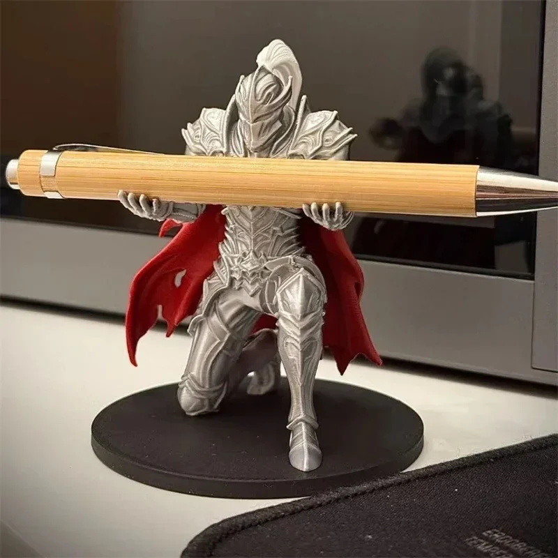 3D Printed Fantasy Kneeling Armor Knight Pen Holder Creative Office Desktop Pen Storage Novelty Decor Gift For Gamers Men