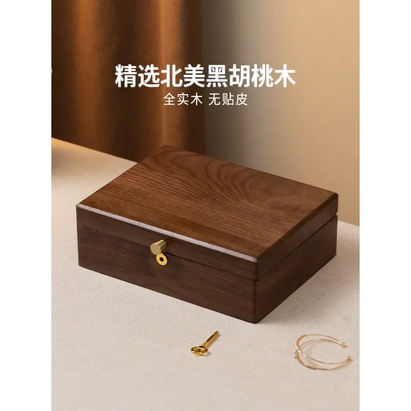 

Solid wood jewelry box with lock gold jewelry storage box