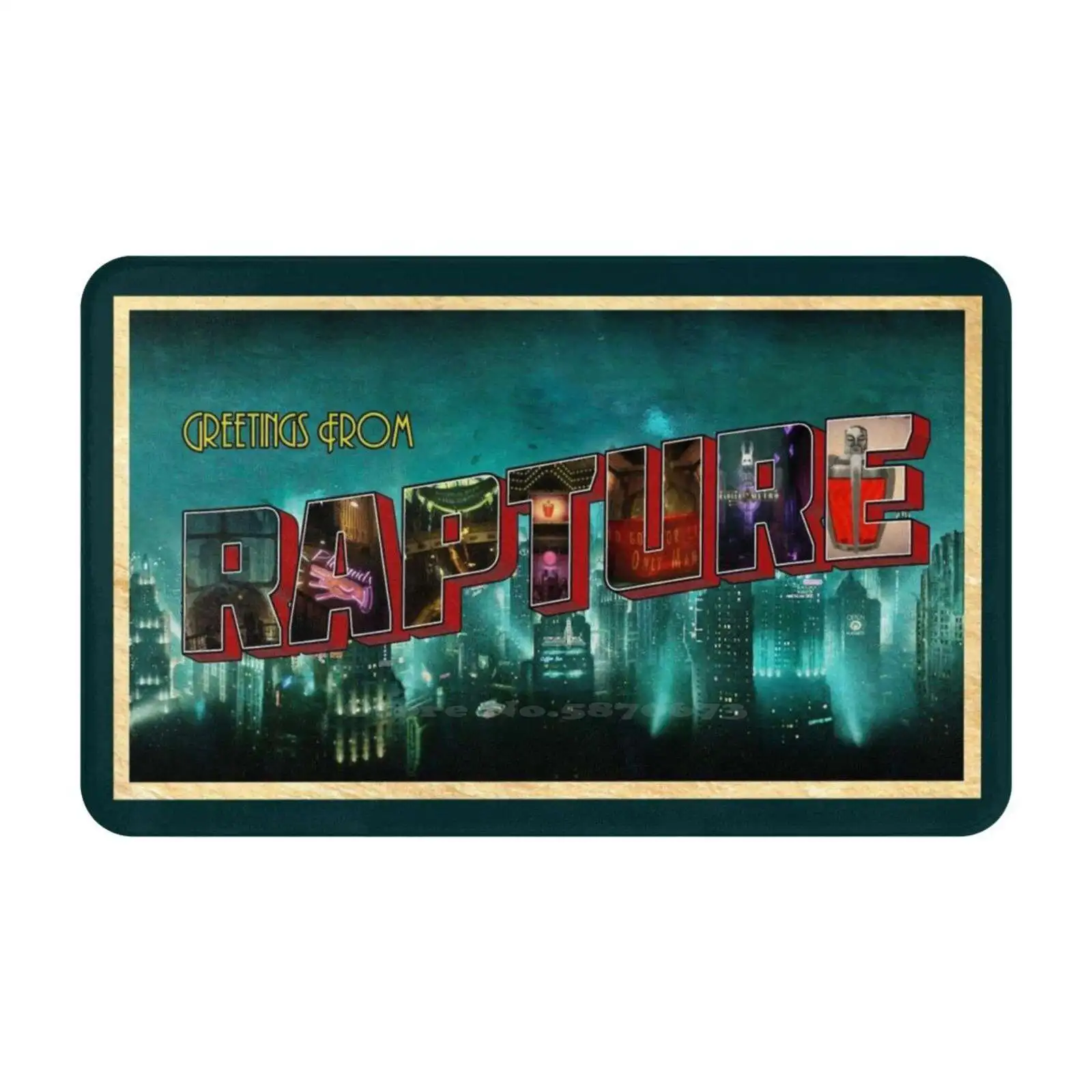 Greetings From Rapture! 3D Household Goods Mat Rug Carpet Foot Pad Rapture Bioshock 1 Bioshock 2 Retro Vintage Travel