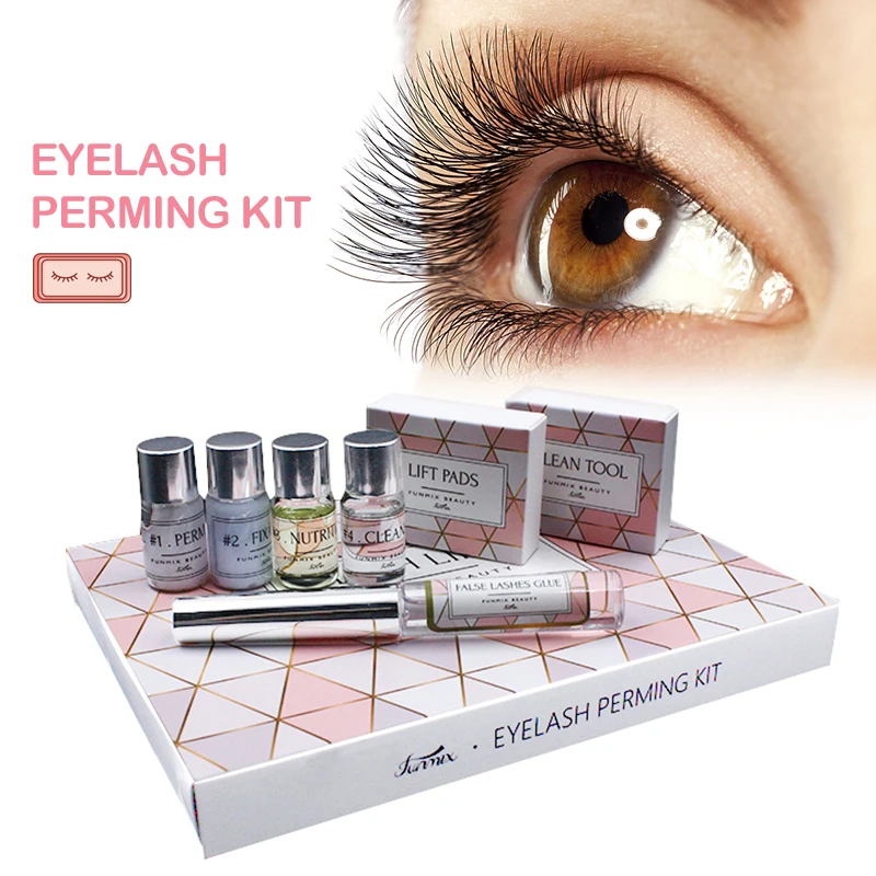 Funmix-Kits de levantamento de cílios com hastes e cola, Lash Perming Kit, Cilia Extensão, Perm Set, Ferramentas de maquiagem, TSLM2