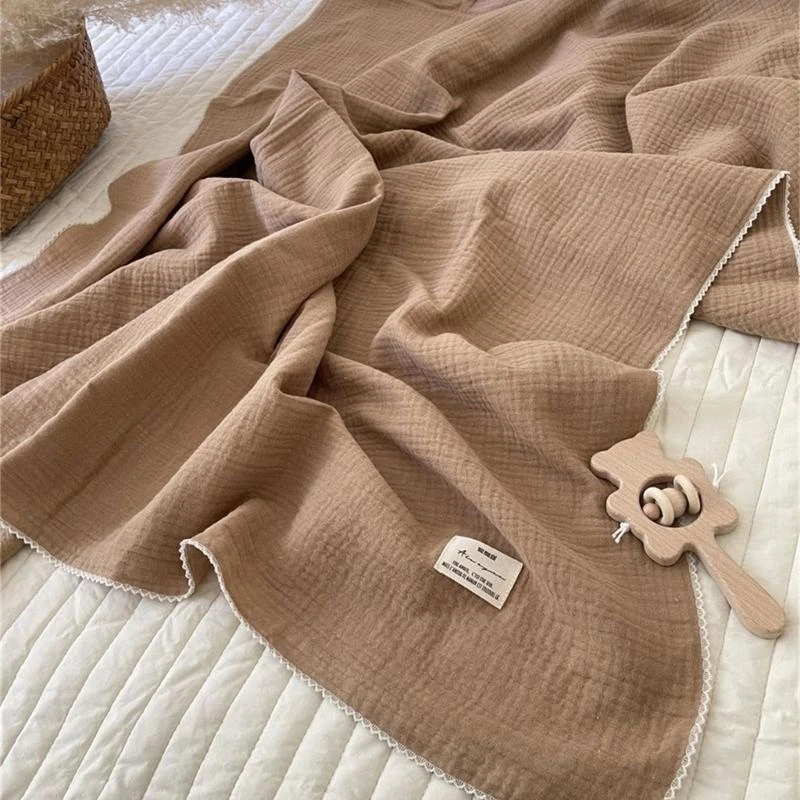 

J15U Baby Towel Cotton Bath Towel Absorbent Infant Toddler Newborn SwaddleWraps Muslin SwaddleBlankets Double Layers