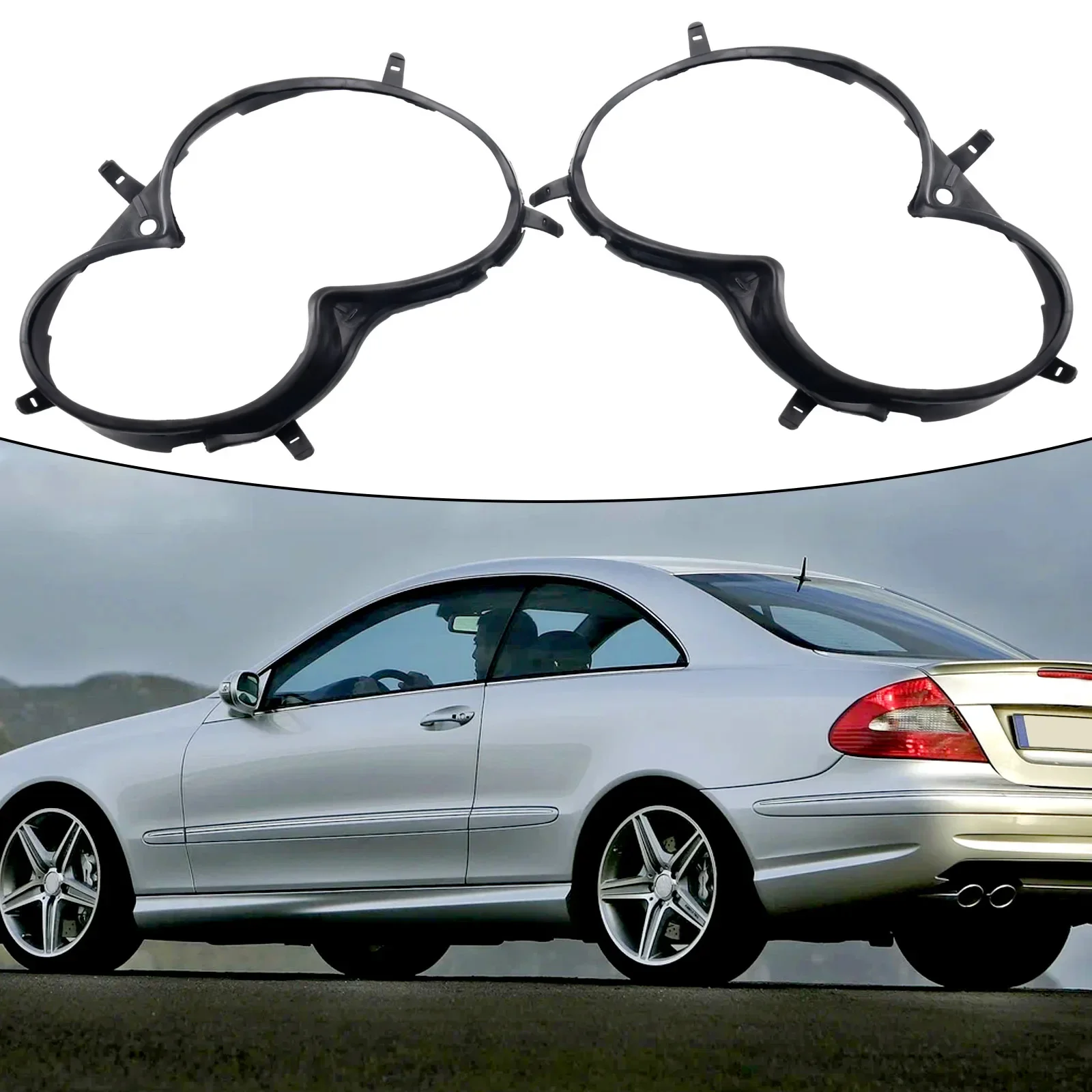

Part Gasket Headlamp Headlight Pair Plastic Right Black For Mercedes W209 CLK Gasket 2003-2009 Useful Brand New