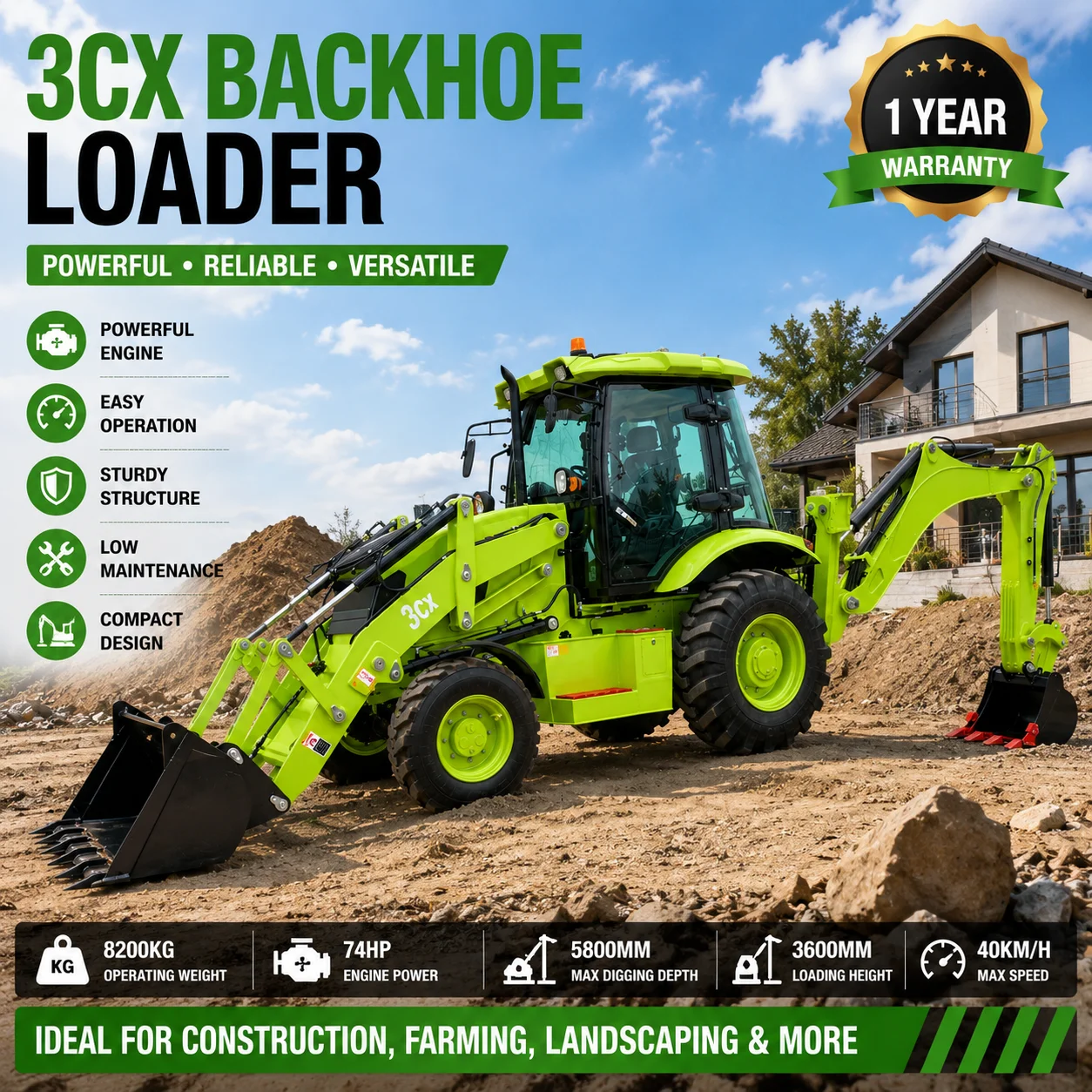Farming Agriculture Project - CE 3CX Backhoe Loader Wheel Excavator