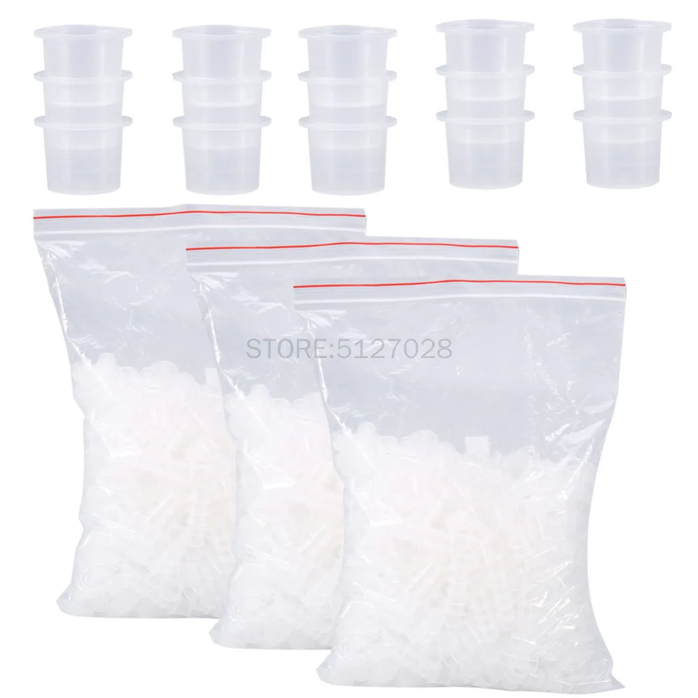 100 Buah Plastik Microblading Tato Tinta Cup Cap Pigmen Clear Holder Container S/M/L Ukuran untuk Ujung Jarum Pegangan Tato Supplis