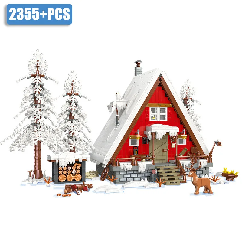 

City MOC 2355pcs Christmas Winter Village Santa Claus House Model Kit Building Blocks DIY European House Bricks Toys Gifts