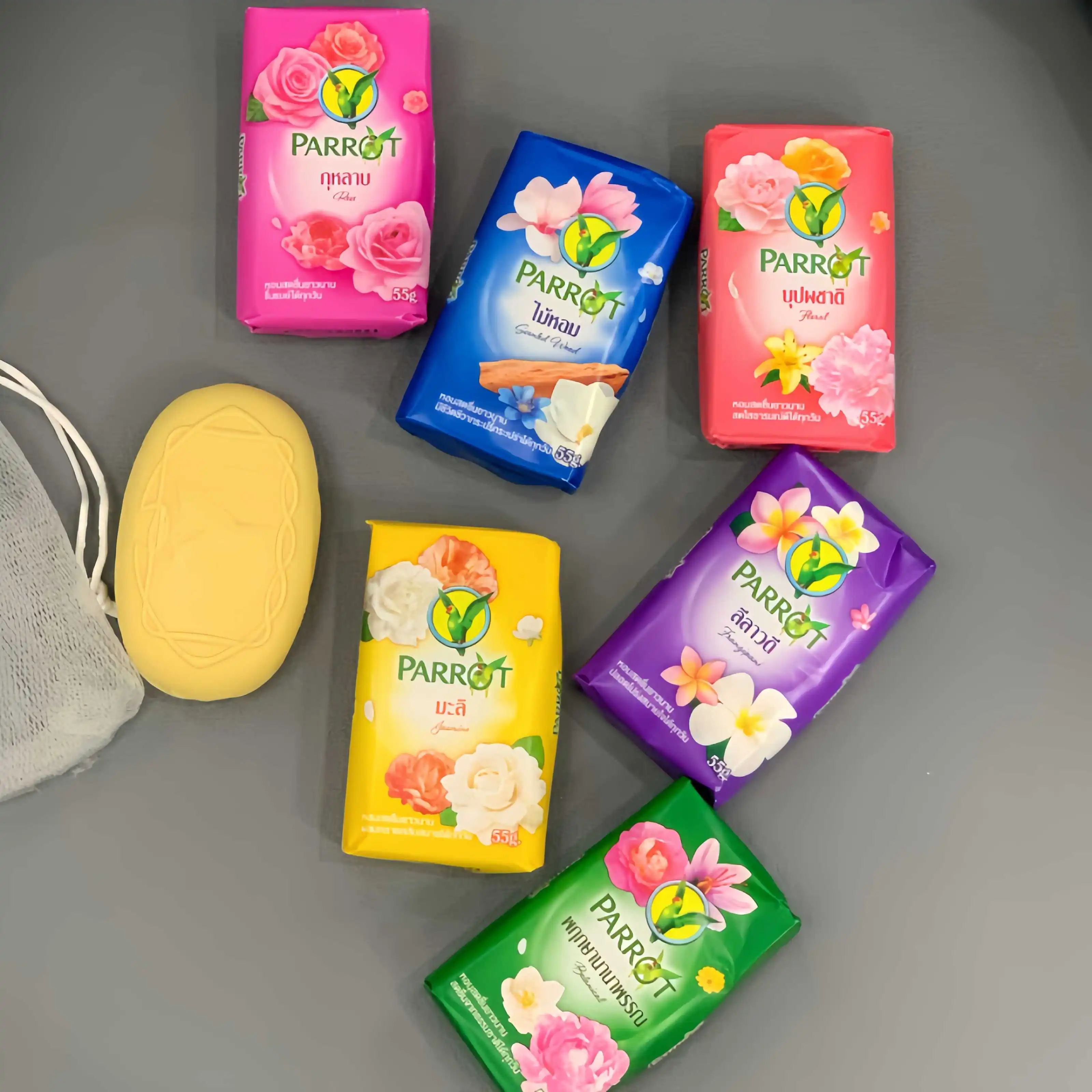 

Parrot Flower-Scented Soap, Long-Lasting Fragrance & Gentle Cleansing for Bath & Hand Wash, Thailand