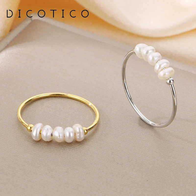 New Shell Imitation Pearl Rings For Women Girl Gold Silver Color Stainless Steel Knuckle Rings Unique Elegant Modern Jewelry