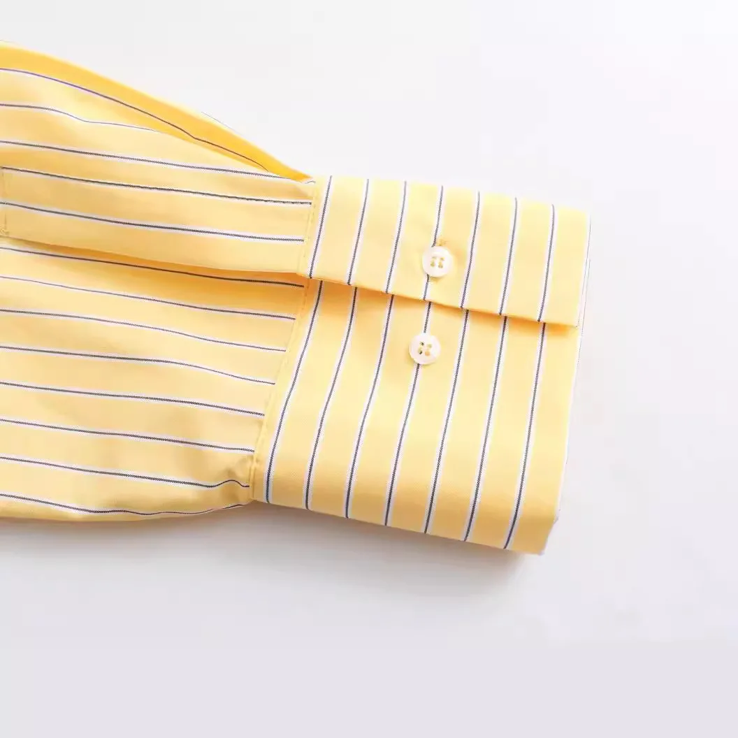 Модная рубашка в желтую полоску, свободная повседневная универсальная женская одежда