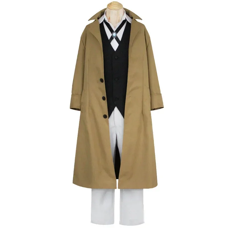 Bungo Stray Dogs Armed Detective Agency Osamu Dazai Cosplay Trench Coat Suit Pants Vest Literary Stray Dogs