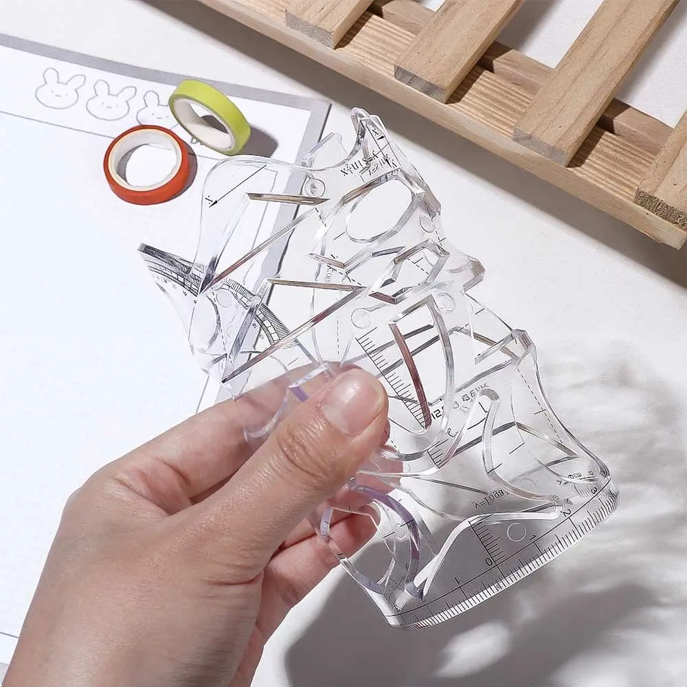 15cm Transparent Geometry Office School Supplies Circle Drawing Template Drafting Ruler Measuring Ruler Soft Function Ruler