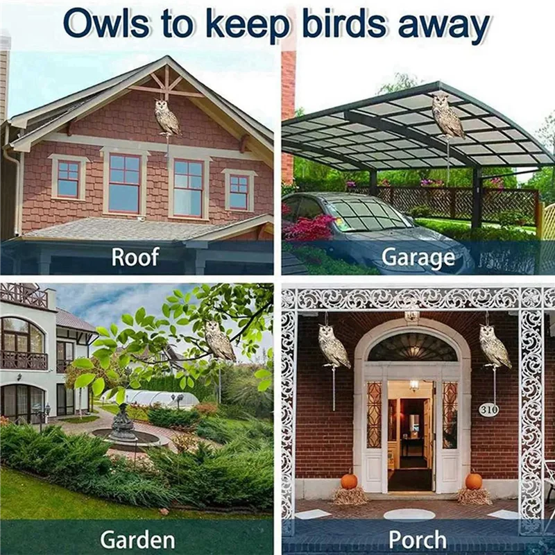 SEWS-3X Acrylic Bird Repeller Simulation Owl Reflective Bird Repeller Owl Orchard Balcony Garden Bird Repeller Decoration