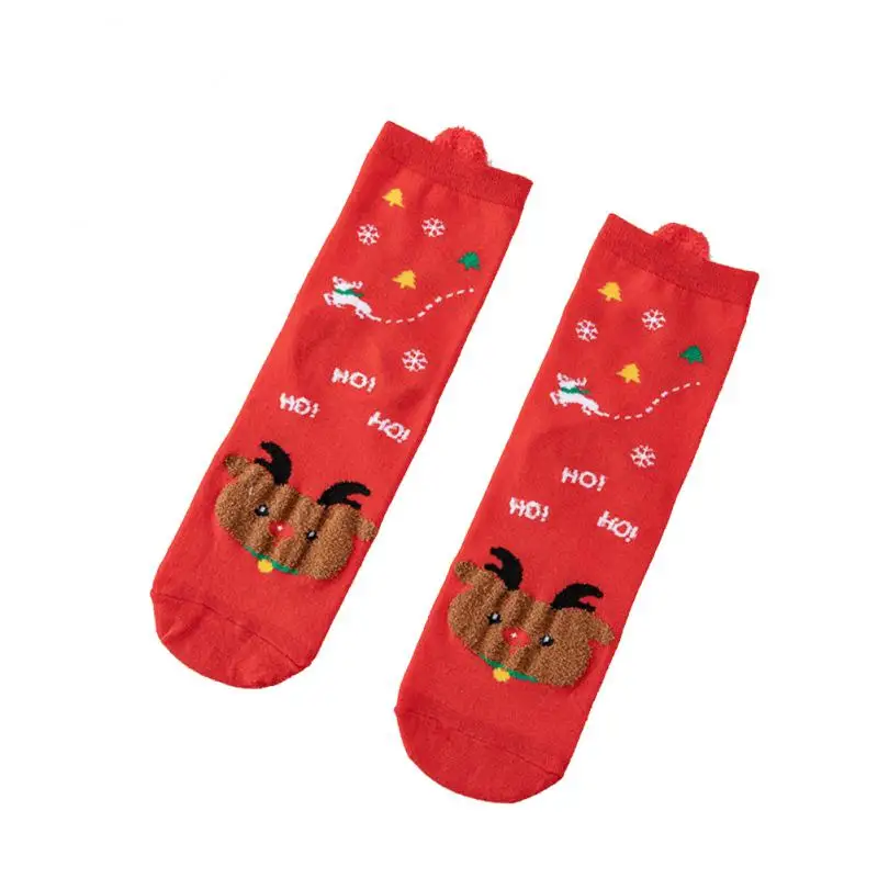 1/3PAIRS Trendy And Fashionable Stereoscopic Ears New Year Socks Not Easily Fading Warm Socks Christmas Elements Cotton Socks