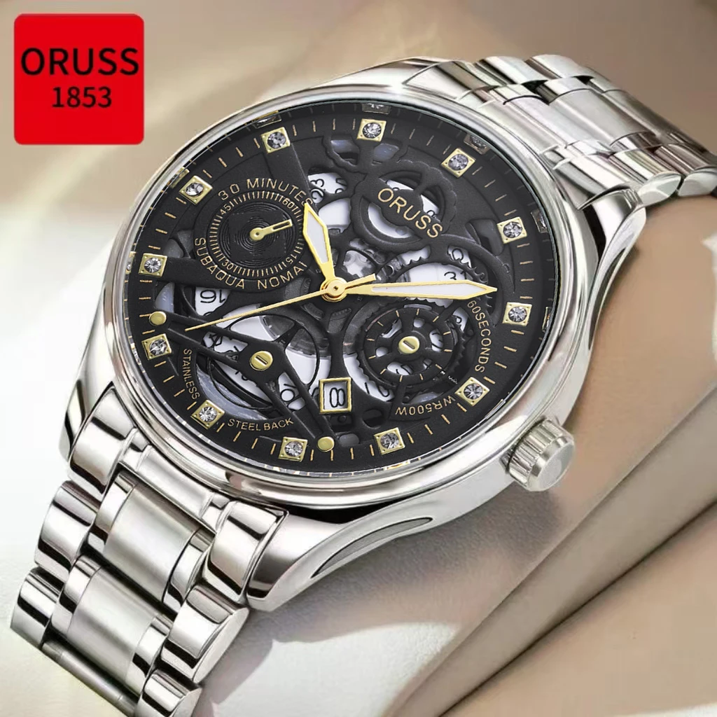 

ORUSS Original Luxury Quartz Luminous Watch Men's Watch for Men Freeshiping Fashion Wristwatches Stainless Steel Waterproof New