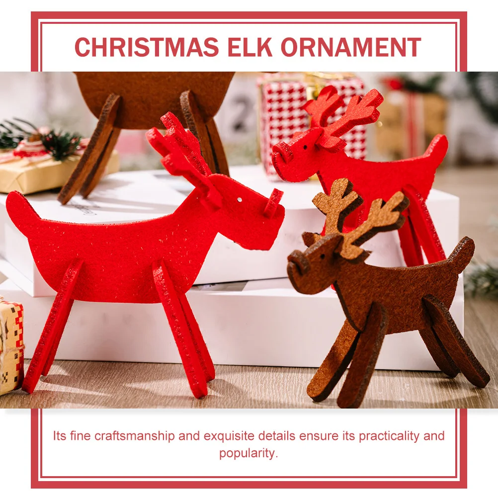 

4pcs Christmas Elk Ornament Non-woven Lightweight Safe Decorative Xmas Party Home Office Desktop Deer