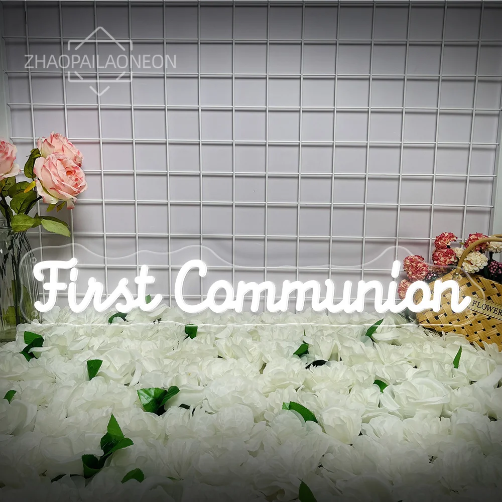 First Communion Neon Sign Led Wall Home Room Decor LED Neon Lights Sign for Party Baptism Decoration Sign Birthday Gifts