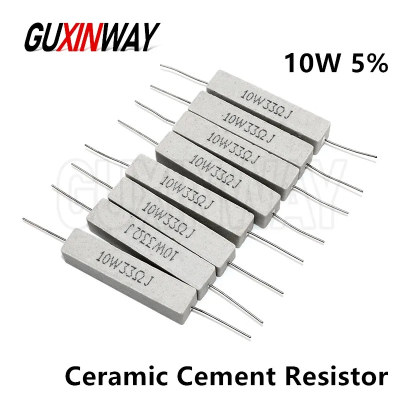 10pcs 10W 27 30 33 36 39 43 47 51 56 ohm 27R 30R 33R 36R 39R 43R 47R 51R 56R Ceramic Cement Power Resistance Resistor 10W 5%