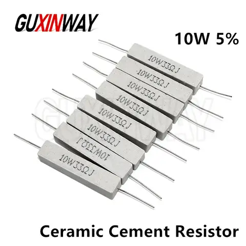 10pcs 10W 27 30 33 36 39 43 47 51 56 ohm 27R 30R 33R 36R 39R 43R 47R 51R 56R Ceramic Cement Power Resistance Resistor 10W 5%