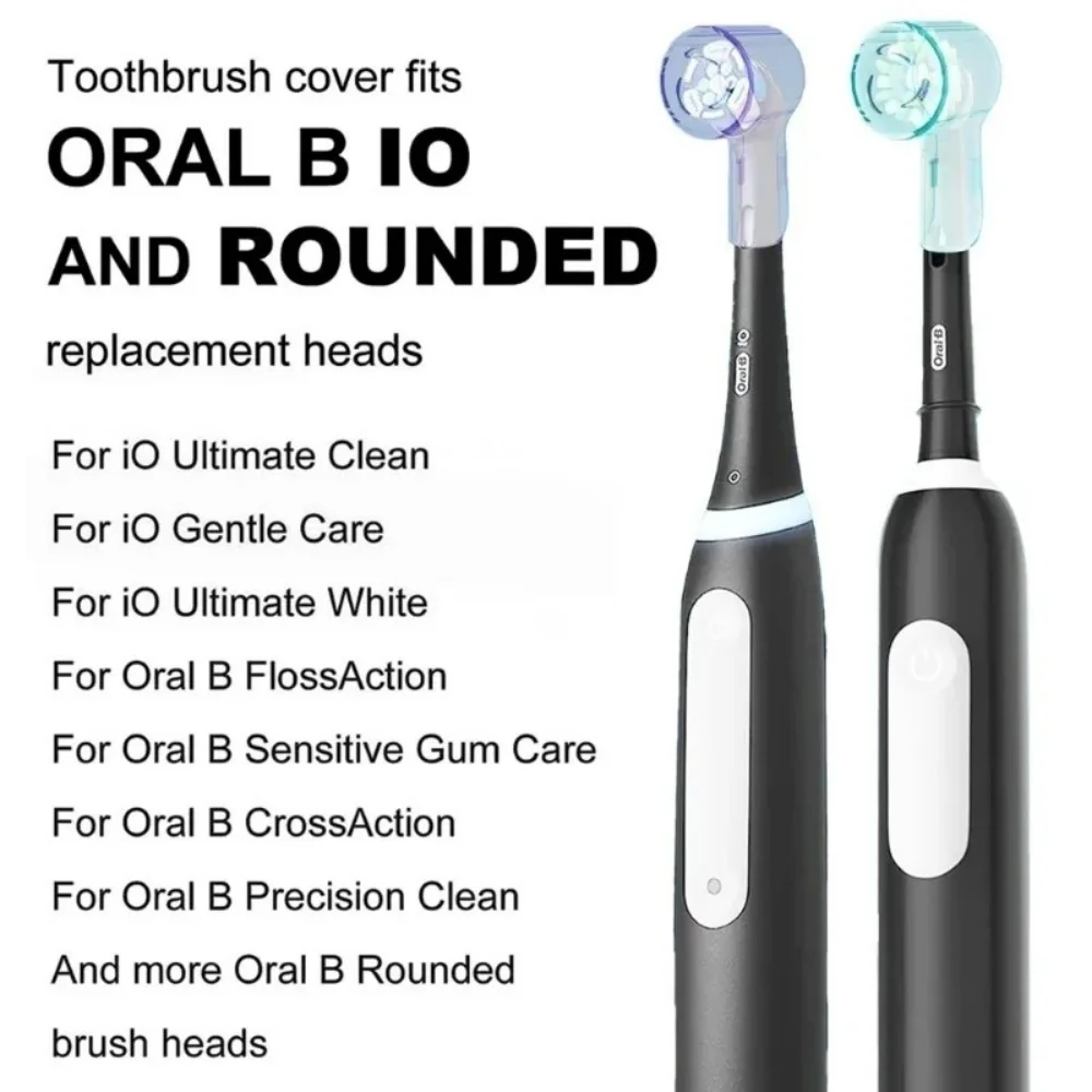 Toothbrush Dustproof Covers Caps Compatible for Braun Oral B Replacement Heads & IO Series Electric Toothbrush Head Protector